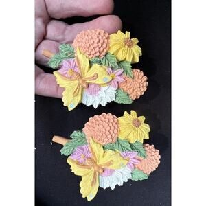 Floral Resin Floral Spring Butterfly Napkin Rings Set Of 2 -C9